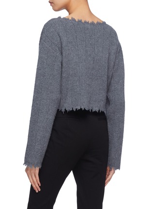 Back View - Click To Enlarge - T BY ALEXANDER WANG - Distressed Merino wool rib knit sweater