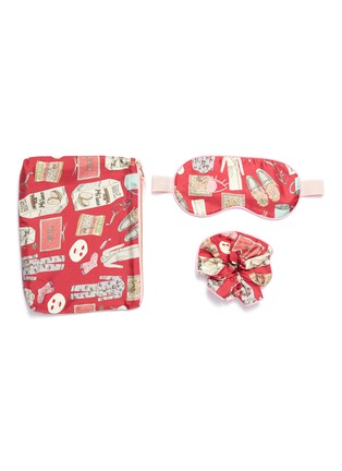 Main View - Click To Enlarge - CJW - Graphic print pouch with eye mask and scrunchie