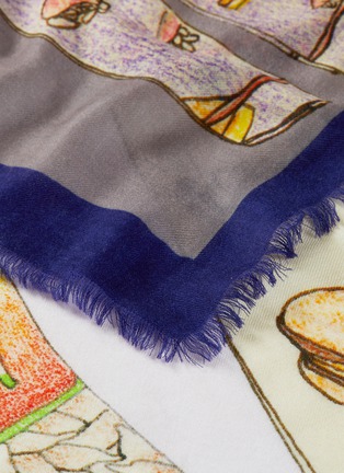 Detail View - Click To Enlarge - CJW - Graphic print colourblock wool scarf
