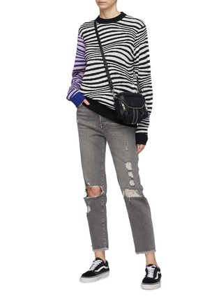 Figure View - Click To Enlarge - DOUBLE RAINBOUU - Contrast sleeve zebra jacquard sweater