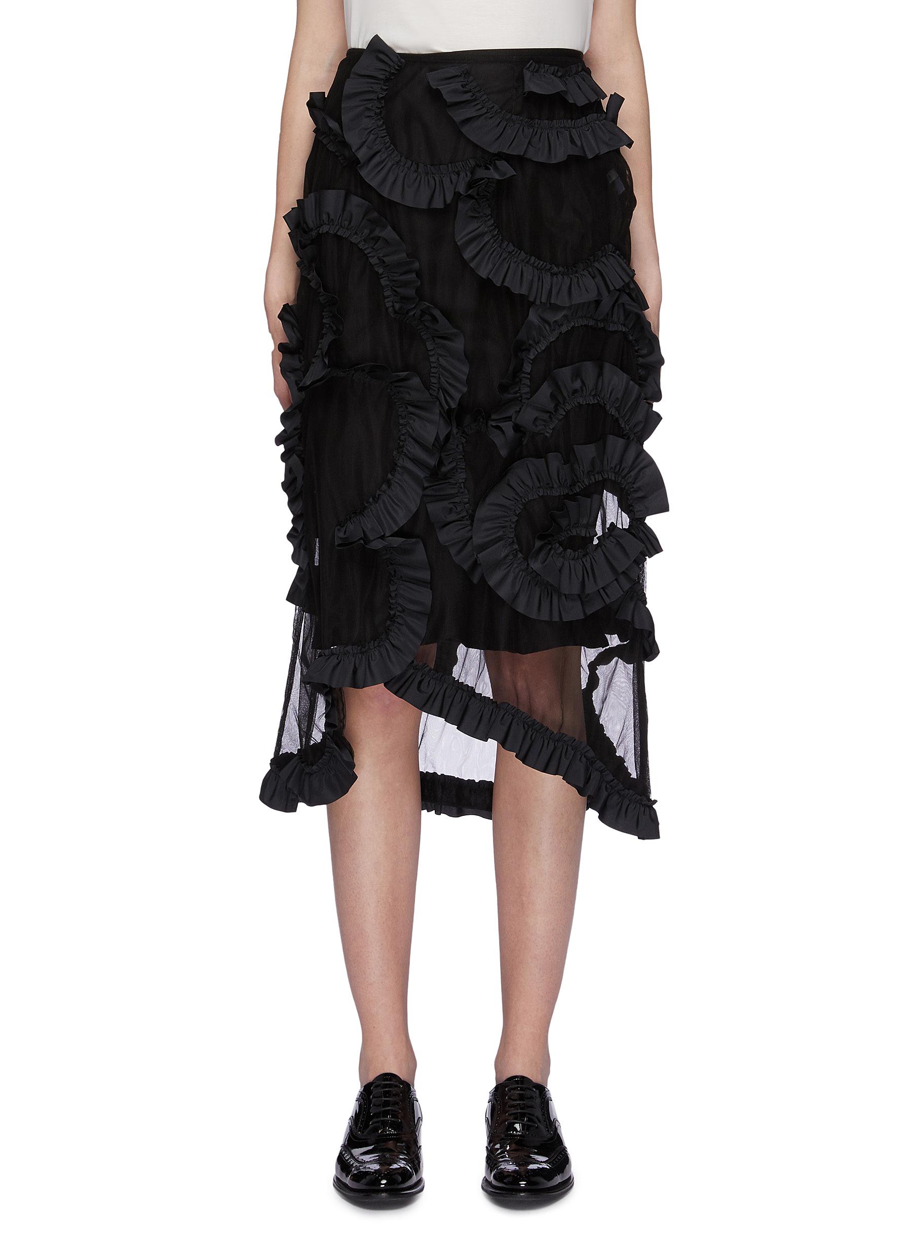 x Simone Rocha ruffle overlay mesh asymmetric skirt by Moncler Genius