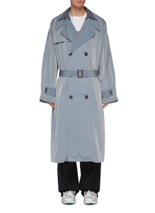 Main View - Click To Enlarge - MAISON MARGIELA - Two-in-one trench coat and check plaid shirt