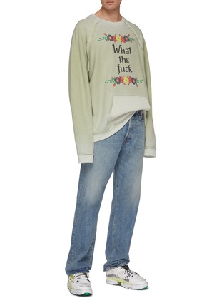 Figure View - Click To Enlarge - MAISON MARGIELA - Slogan floral cross stitch terry sweatshirt
