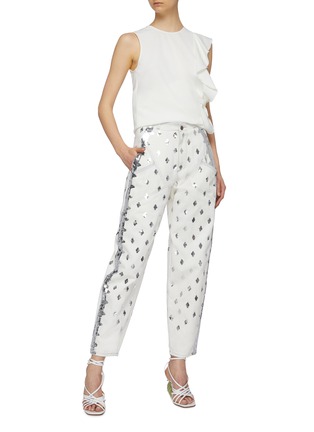 Figure View - Click To Enlarge - PHILOSOPHY DI LORENZO SERAFINI - Sequinned stripe outseam jeans