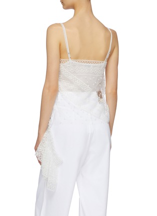 Back View - Click To Enlarge - PHILOSOPHY DI LORENZO SERAFINI - Ruffle drape floral embroidered tulle camisole top