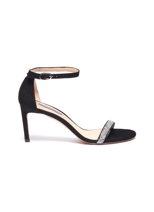 Main View - Click To Enlarge - STUART WEITZMAN - 'Nunakedstraight' strass suede ankle strap sandals