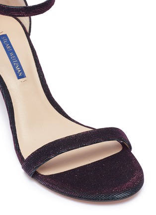 Detail View - Click To Enlarge - STUART WEITZMAN - 'Nunakedstraight' metallic ankle strap sandals