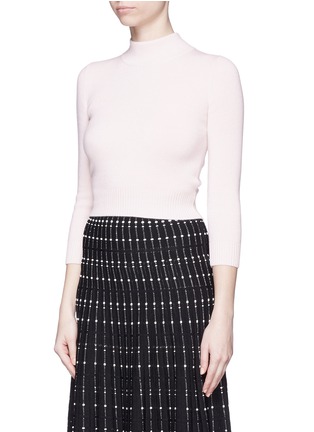 Front View - Click To Enlarge - ALEXANDER MCQUEEN - Open back cropped cashmere sweater