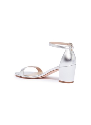 Detail View - Click To Enlarge - STUART WEITZMAN - 'Simple' ankle strap metallic leather sandals
