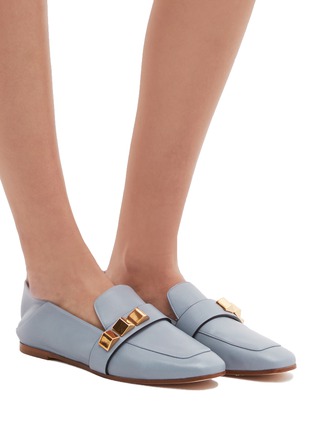 Figure View - Click To Enlarge - STUART WEITZMAN - 'Wylie Pyramid' stud leather step-in loafers