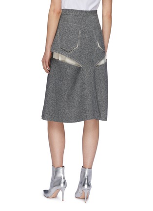 Back View - Click To Enlarge - MAISON MARGIELA - Décortiqué cutout wool herringbone midi skirt