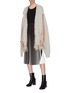 Figure View - Click To Enlarge - MAISON MARGIELA - Convertible sleeve ostrich feather hem cable knit cardigan