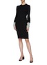 Figure View - Click To Enlarge - MAISON MARGIELA - Layered contrast ruched cuff rib knit dress