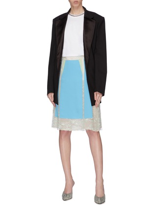 Figure View - Click To Enlarge - MAISON MARGIELA - Colourblock panelled Chantilly lace skirt