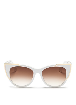 Main View - Click To Enlarge - THIERRY LASRY - 'Butterscotchy' angular metal rim acetate cat eye sunglasses