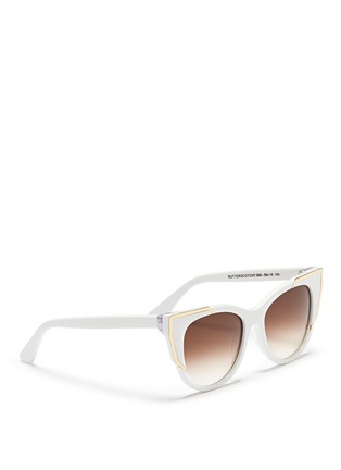 Figure View - Click To Enlarge - THIERRY LASRY - 'Butterscotchy' angular metal rim acetate cat eye sunglasses