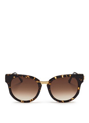 Main View - Click To Enlarge - THIERRY LASRY - 'Affinity' metal temple tortoiseshell acetate round sunglasses