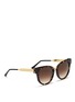 Figure View - Click To Enlarge - THIERRY LASRY - 'Affinity' metal temple tortoiseshell acetate round sunglasses