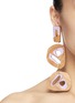 Figure View - Click To Enlarge - ROKSANDA - Cutout sculptural wood mismatched drop earrings