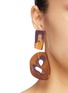 Figure View - Click To Enlarge - ROKSANDA - Cutout wood drop earrings
