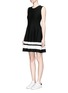 Front View - Click To Enlarge - MO&CO. - Contrast stripe knit skater dress