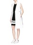 Figure View - Click To Enlarge - MO&CO. - Contrast stripe knit skater dress