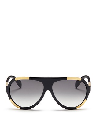 Main View - Click To Enlarge - ALEXANDER MCQUEEN - Metal front plate acetate aviator sunglasses