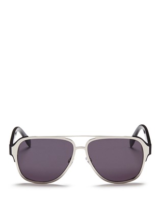 Main View - Click To Enlarge - ALEXANDER MCQUEEN - Metal front frame acetate aviator sunglasses