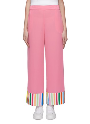 Main View - Click To Enlarge - MIRA MIKATI - Stripe silk cuff crepe pyjama pants