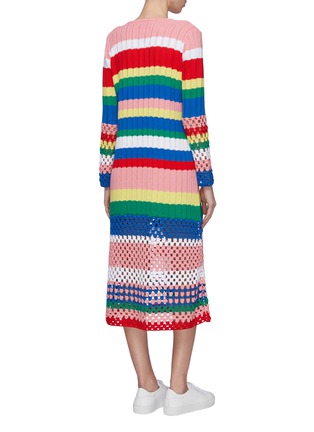 Back View - Click To Enlarge - MIRA MIKATI - Crochet hem stripe rib knit dress