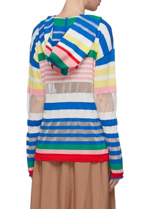 Back View - Click To Enlarge - MIRA MIKATI - Mesh panel stripe knit hoodie