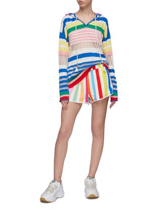 Figure View - Click To Enlarge - MIRA MIKATI - Beaded drawstring stripe shorts