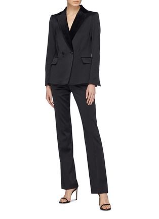 Figure View - Click To Enlarge - FRAME - Peaked velvet lapel satin tuxedo blazer