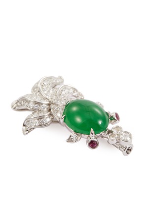 Detail View - Click To Enlarge - SAMUEL KUNG - Diamond ruby jade 18k white gold fish brooch