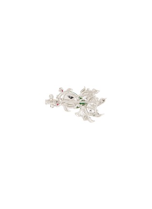 Figure View - Click To Enlarge - SAMUEL KUNG - Diamond ruby jade 18k white gold fish brooch