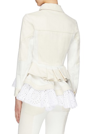 Back View - Click To Enlarge - ALEXANDER MCQUEEN - Detachable broderie anglaise peplum denim jacket