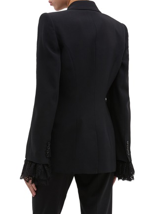 Back View - Click To Enlarge - ALEXANDER MCQUEEN - Chantilly lace panel split sleeve crepe blazer