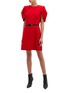 Figure View - Click To Enlarge - ALEXANDER MCQUEEN - Cape panel puff sleeve crepe dress