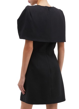 Back View - Click To Enlarge - ALEXANDER MCQUEEN - Cape panel puff sleeve crepe dress
