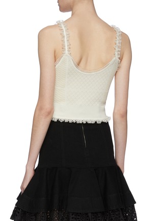 Back View - Click To Enlarge - ALEXANDER MCQUEEN - Ruffle trim jacquard knit cropped camisole top