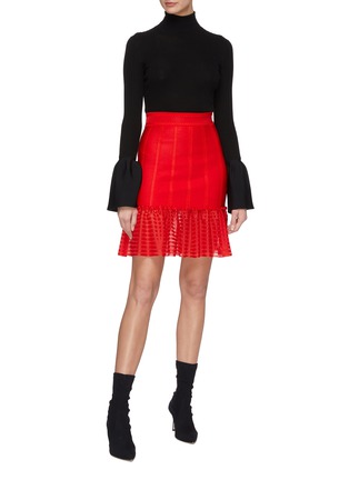 Figure View - Click To Enlarge - ALEXANDER MCQUEEN - Stripe knit peplum skirt