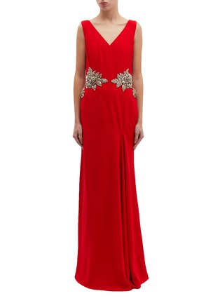 Main View - Click To Enlarge - ALEXANDER MCQUEEN - Glass crystal floral crepe gown
