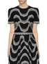 Main View - Click To Enlarge - ALEXANDER MCQUEEN - Wavy dot jacquard scalloped knit top