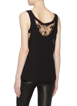 Back View - Click To Enlarge - ALEXANDER MCQUEEN - Chantilly lace underlay silk tank top
