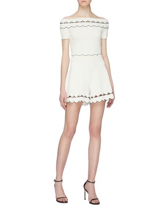 Figure View - Click To Enlarge - ALEXANDER MCQUEEN - Scalloped cutout border knit shorts