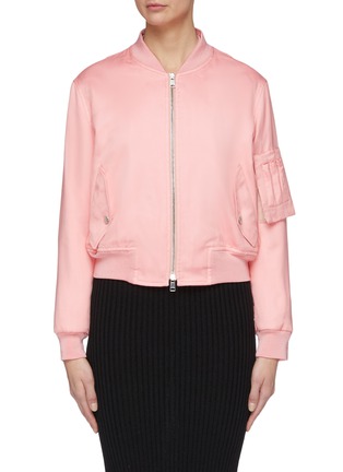Main View - Click To Enlarge - ALEXANDER MCQUEEN - Layered tulle panel silk bomber jacket