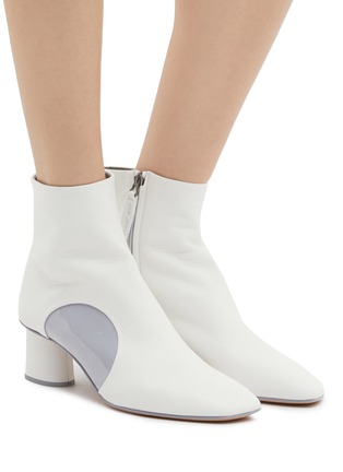 Figure View - Click To Enlarge - GRAY MATTERS - 'Post It' geometric patent patch leather ankle boots