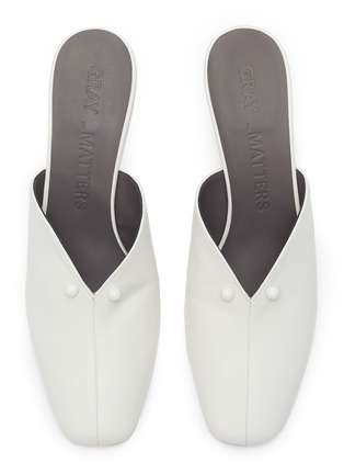 Detail View - Click To Enlarge - GRAY MATTERS - 'Dot' colourblock geometric heel leather mules