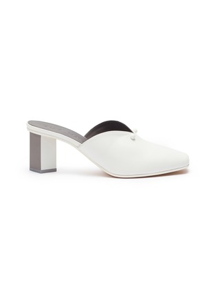 Main View - Click To Enlarge - GRAY MATTERS - 'Dot' colourblock geometric heel leather mules
