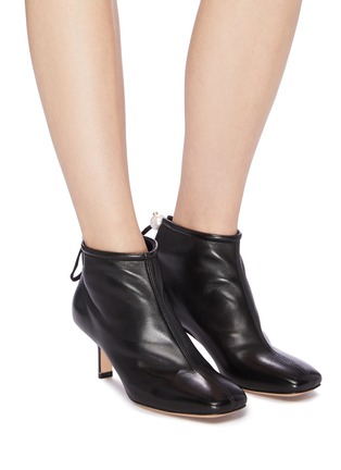 Figure View - Click To Enlarge - NICHOLAS KIRKWOOD - 'Delfi' faux pearl drawstring leather ankle boots
